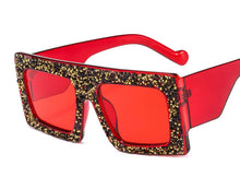 Load image into Gallery viewer, OVERSIZED SQUARE RHINESTONE TRIMMED SUNGLASSES
