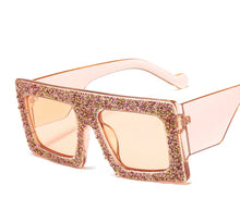 Load image into Gallery viewer, OVERSIZED SQUARE RHINESTONE TRIMMED SUNGLASSES
