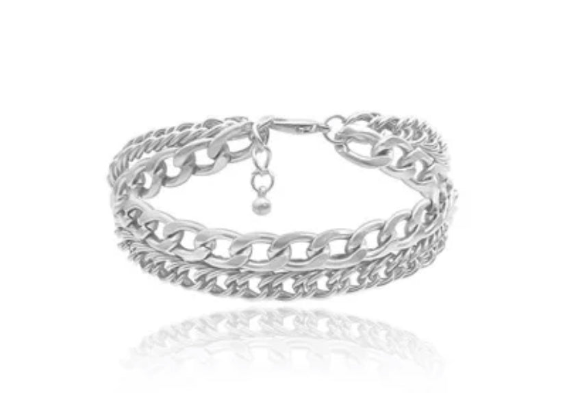 MULTILAYERED HOLLOW CUBAN LINK ANKLET